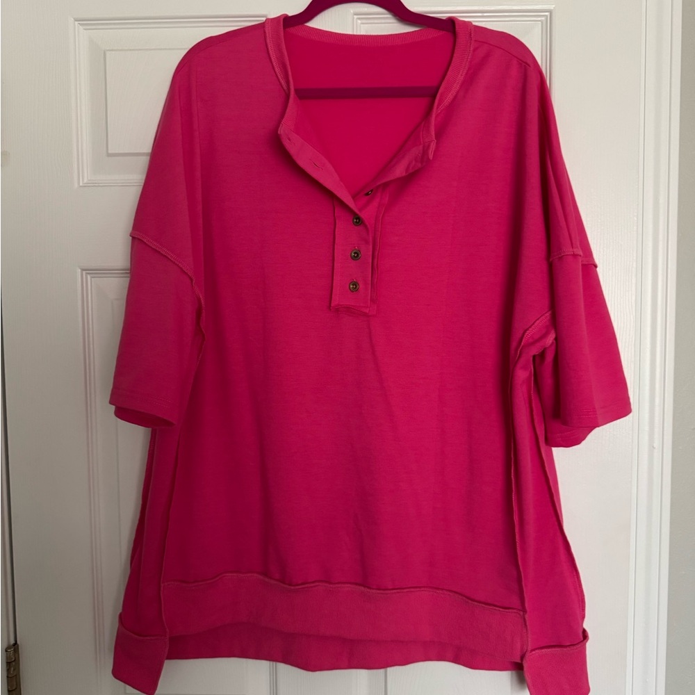 Women's Pink Button-Up Top